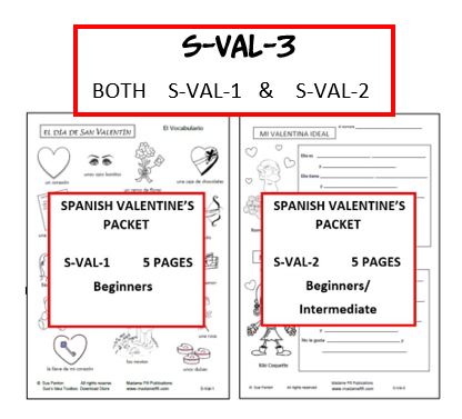 S-Val-3: BOTH PACKETS 1 & 2 - Spanish Valentine Vocabulary - Click Image to Close