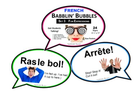 FRENCH BABBLIN' BUBBLES - Set 3 FUN EXPRESSIONS - Click Image to Close