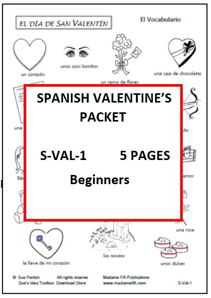 S-Val-1: Intro to Spanish Valentine Vocabulary Packet - Click Image to Close